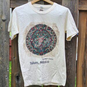 VINTAGE Aztec calendar t-shirt Women's Size Small Tulum, Mexico